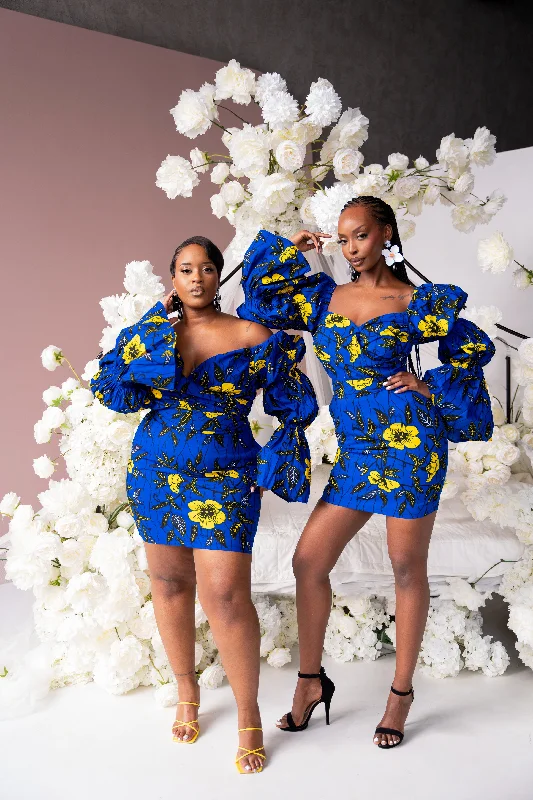 MOFOPE African Print Off-shoulder Puffy Sleeve Mini Dress Stylish Puff Sleeve Mini Dress MOFOPE African Print Off-shoulder Puffy Sleeve Mini Dress Stylish Puff Sleeve Mini Dress