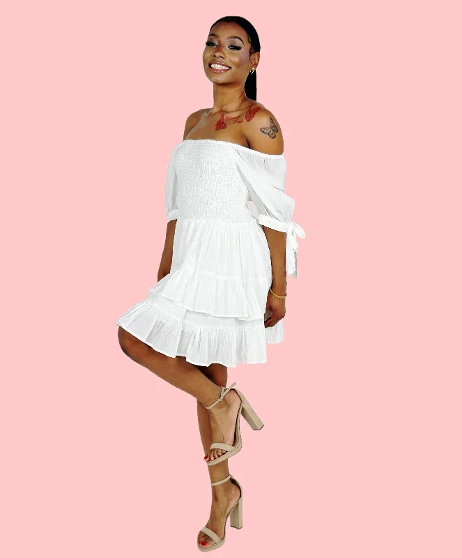 Off White Woven Mini Dress Comfortable Bodycon Mini Dress