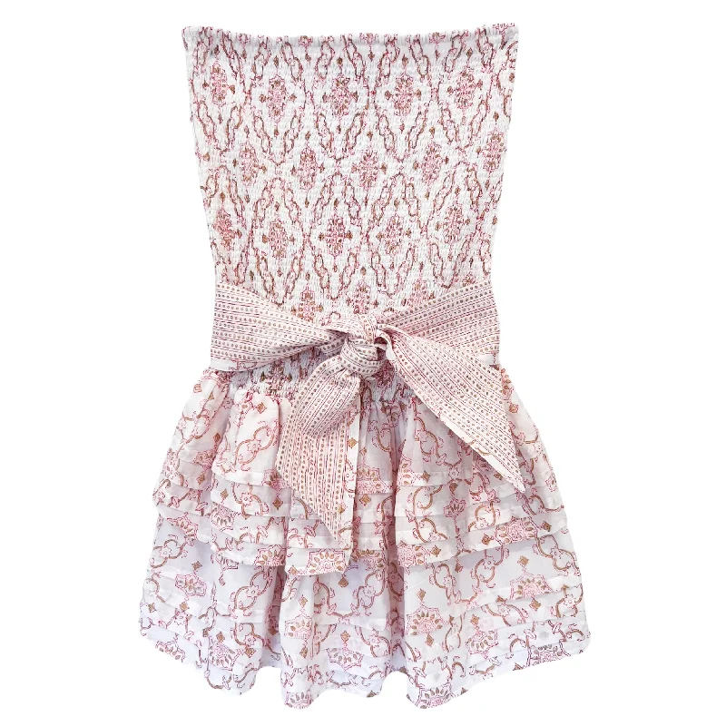 Pleated Smocked Mini Dress Trendy Button-Detail Mini Dress
