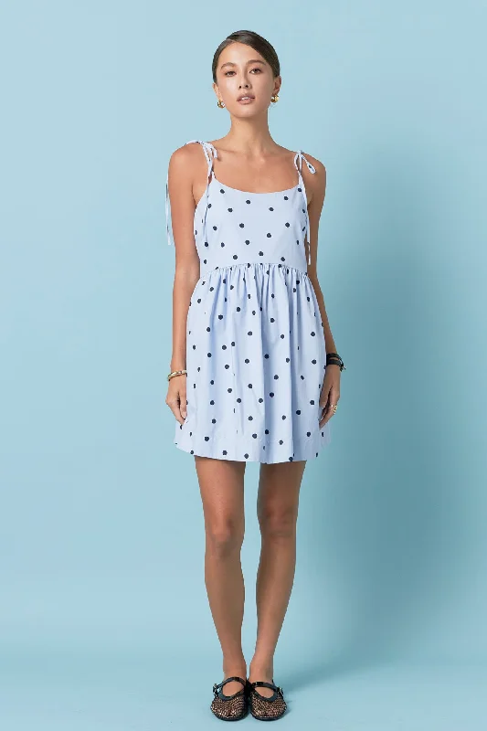 English Factory - Polka Dot Sleeveless Mini Dress Stylish Ribbed Mini Dress