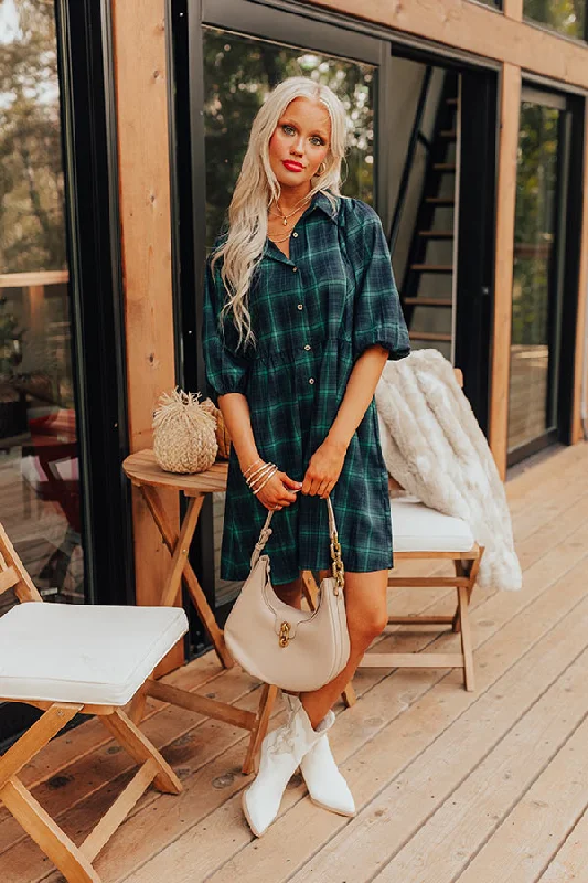Pretty And Preppy Plaid Mini Dress Cozy Satin Mini Dress