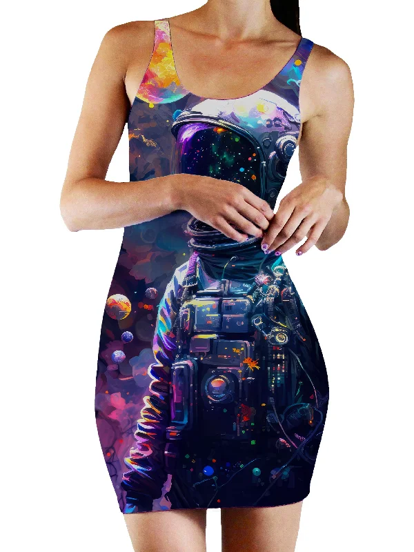 Psy Astronaut Bodycon Mini Dress Comfortable Zip-Up Mini Dress