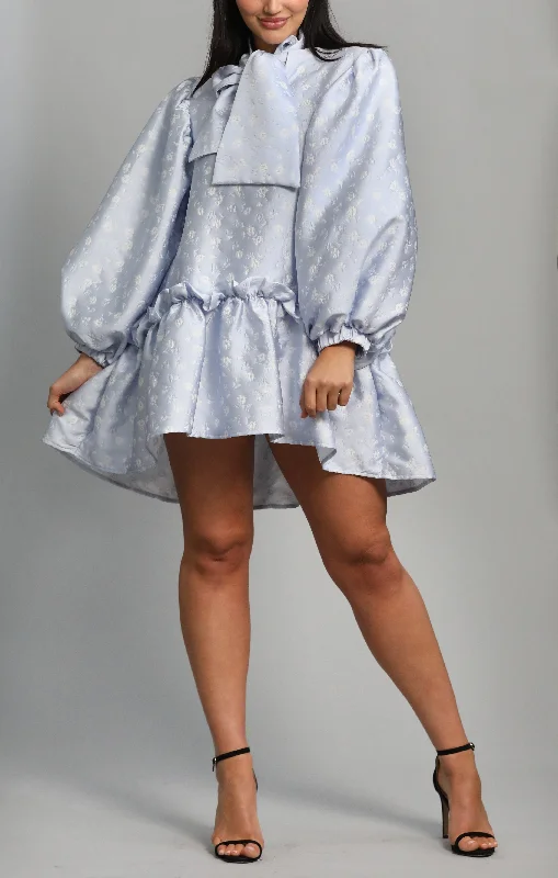 Sister Jane Lilac Oversized Puff Sleeve Mini Dress Classic White Mini Dress