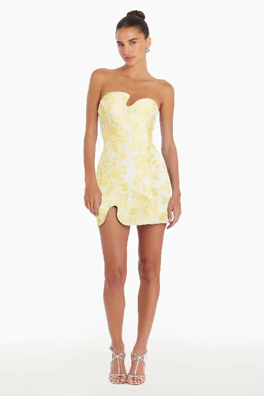 Strapless Puzzle Mini Dress Elegant Off-Shoulder Dress Mini