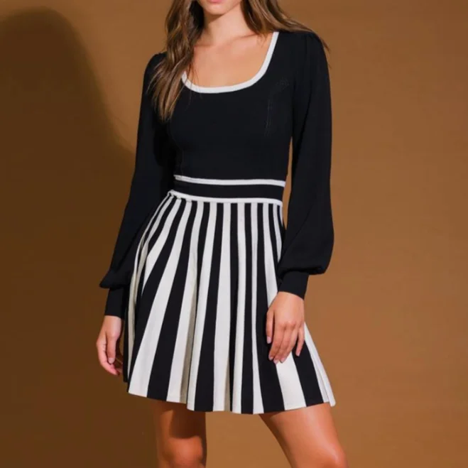 Sweet Chaos Sweater Striped Mini Dress Fashionable Summer Mini Dress