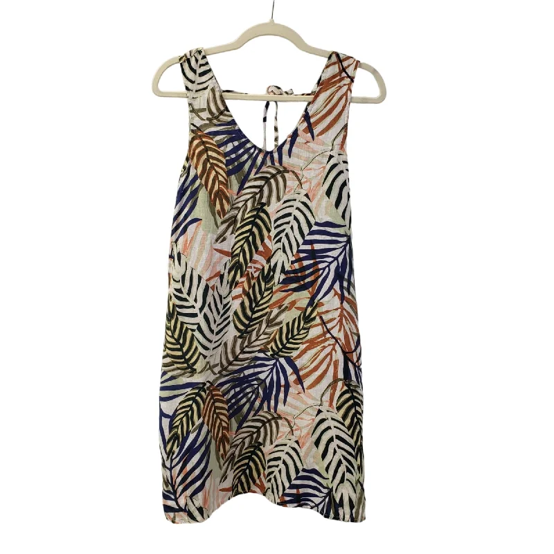 Tahari 100% Linen Tropical Print Mini Dress Size Small Trendy Denim Mini Dress