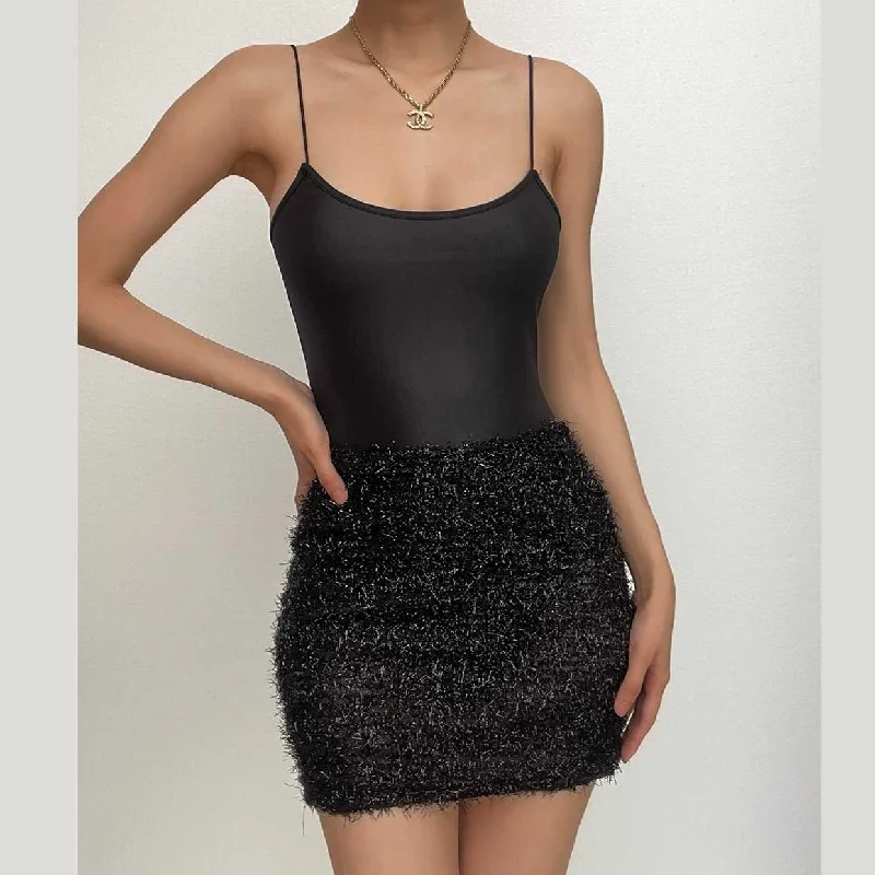 Textured solid satin u neck spaghetti strap sleeveless mini dress Stylish Summer Mini Dress