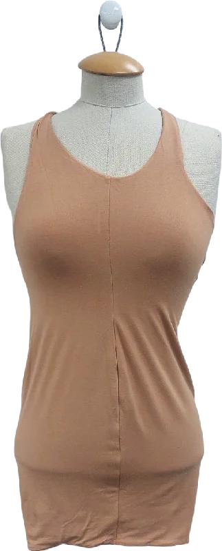 Oh Polly Beige Cross Back TMini dress UK 10 Comfortable Fit-and-Flare Mini Dress