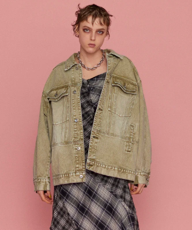 【25SPRING PRE-ORDER】Oversize Colored Denim Jacket One-Shoulder Jacket Off-the-Shoulder Jacket Asymmetrical Jacket 【25SPRING PRE-ORDER】Oversize Colored Denim Jacket One-Shoulder Jacket Off-the-Shoulder Jacket Asymmetrical Jacket