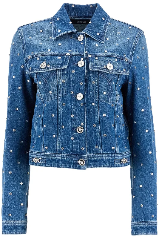 'starry Sky Denim Jacket  - Blue Satin Fabric Silk Fabric Chiffon Fabric