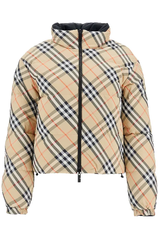 Short Reversible Down Jacket  - Beige Cotton Jacket Linen Jacket Terry Jacket