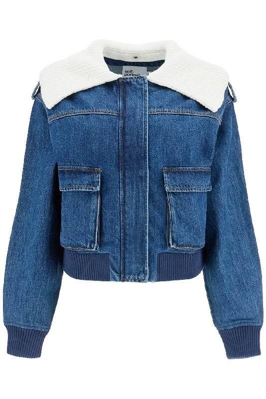 Denim Bomber Jacket For  - Blue Rayon Jacket Velvet Jacket Corduroy Jacket