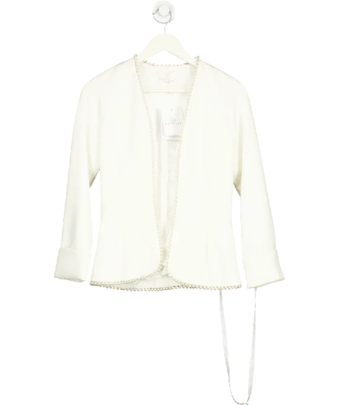 Aavelle White Pearl Trim Jacket UK XS Nylon Fabric Polyester Fabric Spandex Fabric