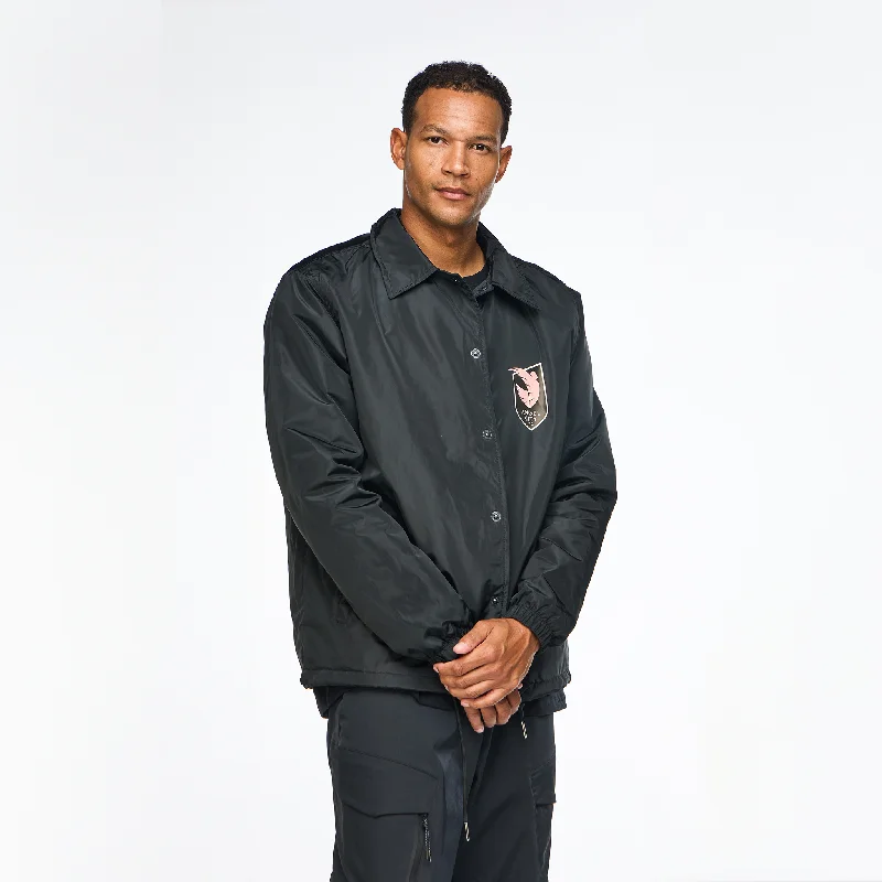 Angel City FC Unisex Crest Black Coach's Jacket One-Shoulder Jacket Off-the-Shoulder Jacket Asymmetrical Jacket Angel City FC Unisex Crest Black Coach's Jacket One-Shoulder Jacket Off-the-Shoulder Jacket Asymmetrical Jacket