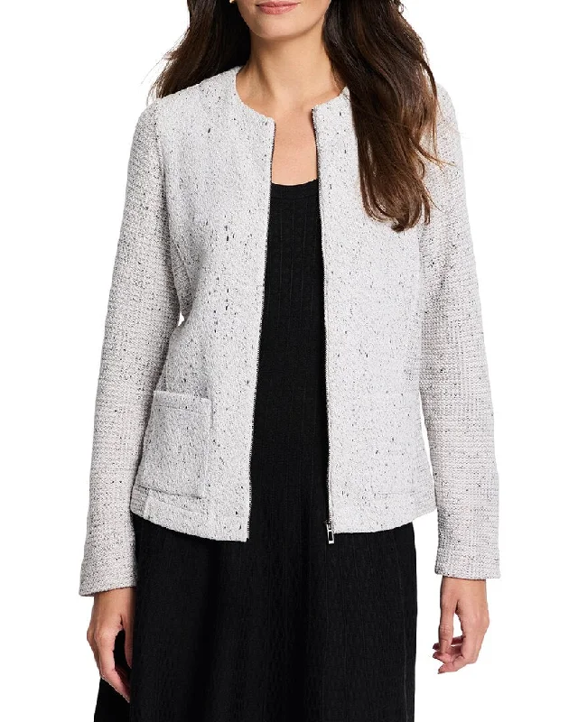 Nic & Zoe Zip Front Mix Knit Jacket Cotton Jacket Linen Jacket Terry Jacket