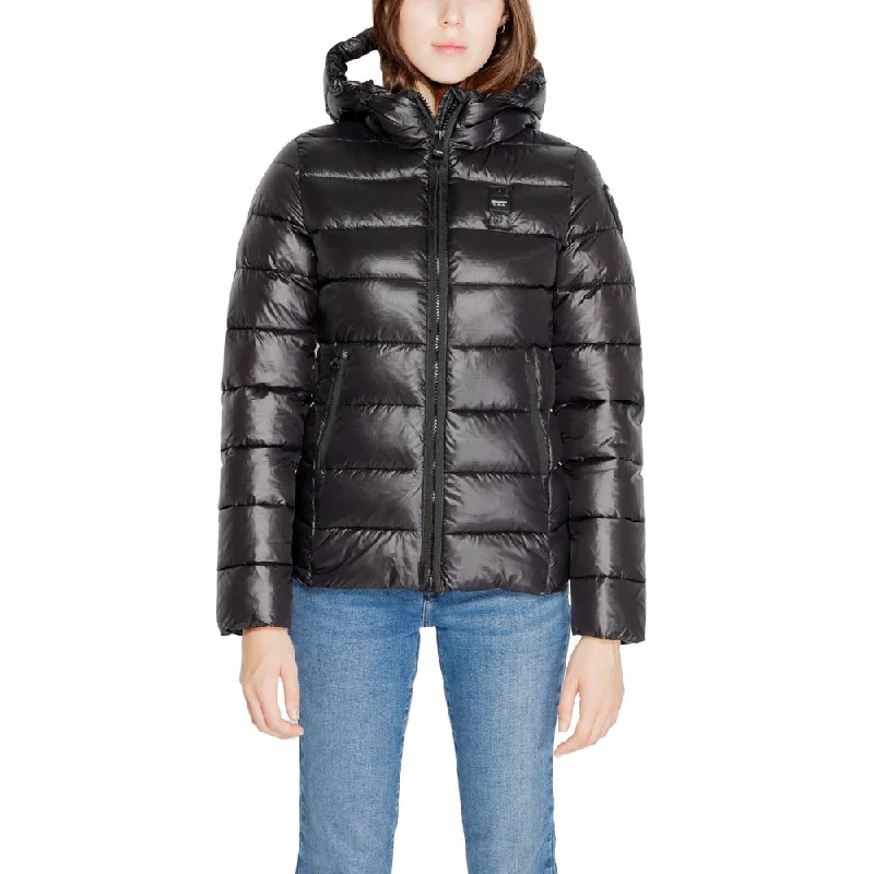 Blauer Black Polyamide Jackets & Coat Knit Fabric Woven Fabric Fleece Fabric