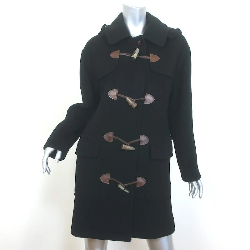 Vintage Burberry Hooded Duffle Coat Black Wool Size Small Toggle-Front Jacket Knit Jacket Woven Jacket Fleece Jacket Vintage Burberry Hooded Duffle Coat Black Wool Size Small Toggle-Front Jacket Knit Jacket Woven Jacket Fleece Jacket