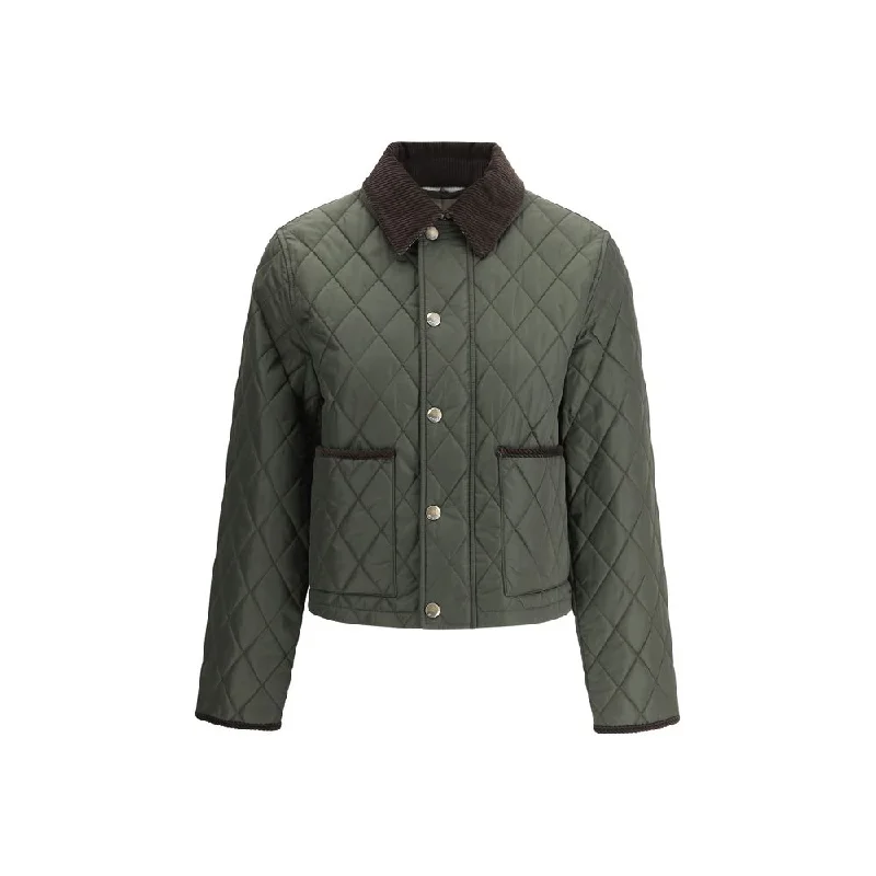 Burberry Quilts Jacket A-Line Jacket Boat Neck Shawl Collar