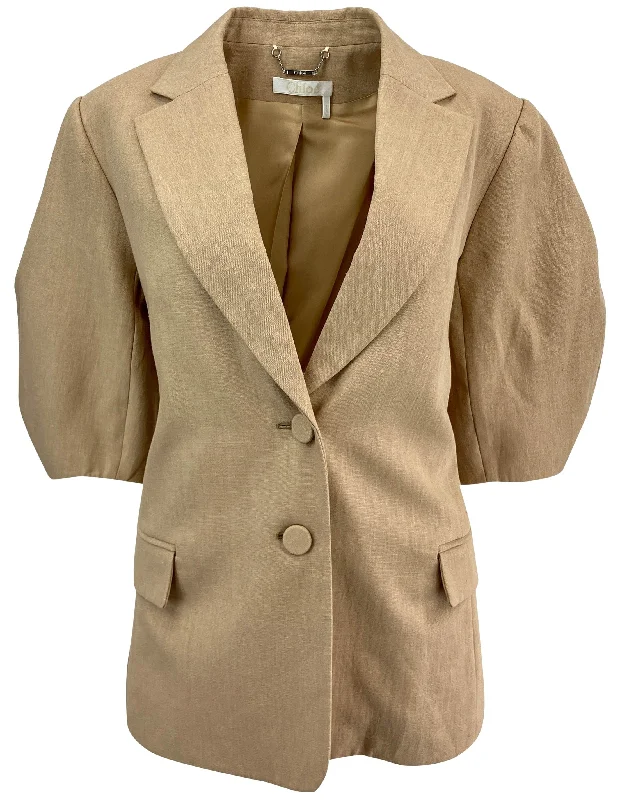 Chloé Baloon Sleeeve Linen Jacket in Pearl Beige Chenille Fabric Brocade Fabric Lace Fabric Chloé Baloon Sleeeve Linen Jacket in Pearl Beige Chenille Fabric Brocade Fabric Lace Fabric