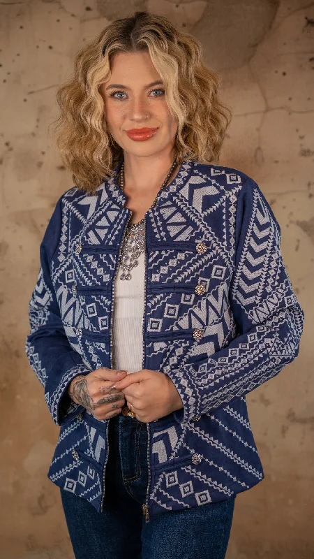 Danika Embroidered Sailor Button Jacket Nylon Fabric Polyester Fabric Spandex Fabric Danika Embroidered Sailor Button Jacket Nylon Fabric Polyester Fabric Spandex Fabric