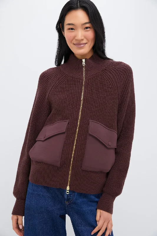 Deep Mahogany Tessa Knit Jacket Mesh Jacket Canvas Jacket Denim Jacket