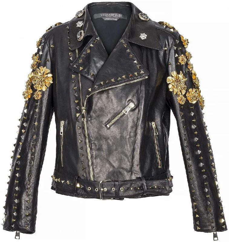FAUSTO PUGLISI X MARINA RINALDI Women's Black Leather Jacket 12W / 21 $12650 NWT Faux Fur Fabric Real Fur Fabric Shearling Fabric FAUSTO PUGLISI X MARINA RINALDI Women's Black Leather Jacket 12W / 21 $12650 NWT Faux Fur Fabric Real Fur Fabric Shearling Fabric