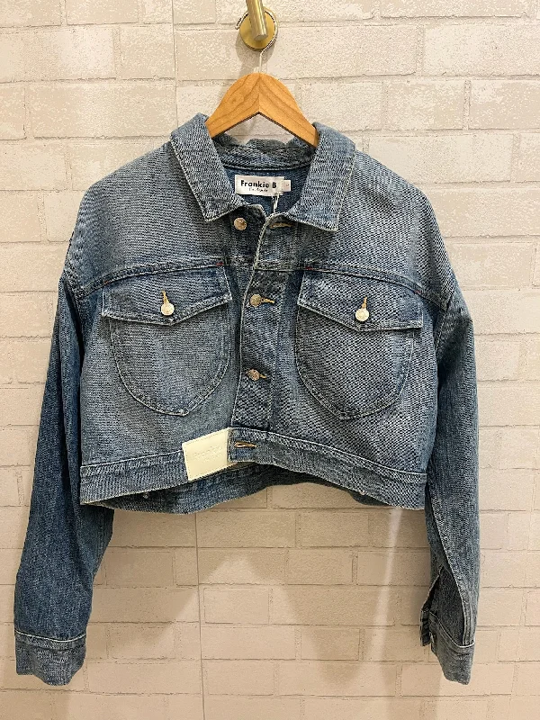 FRANKIE B NWT Bella Cropped denim jacket / S Elasticated Jacket Padded Jacket Insulated Jacket FRANKIE B NWT Bella Cropped denim jacket / S Elasticated Jacket Padded Jacket Insulated Jacket