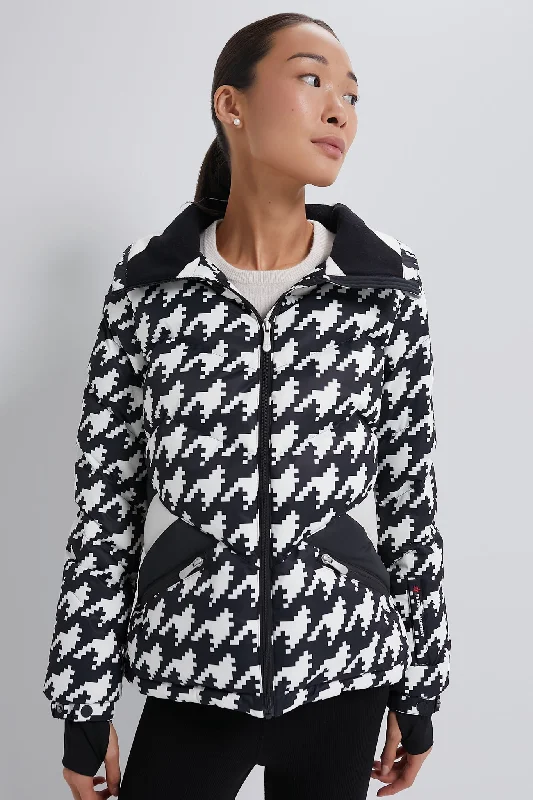 Houndstooth Black and Snow White Ski Duvet Jacket Fitted Jacket Loose Jacket Oversized Jacket Houndstooth Black and Snow White Ski Duvet Jacket Fitted Jacket Loose Jacket Oversized Jacket