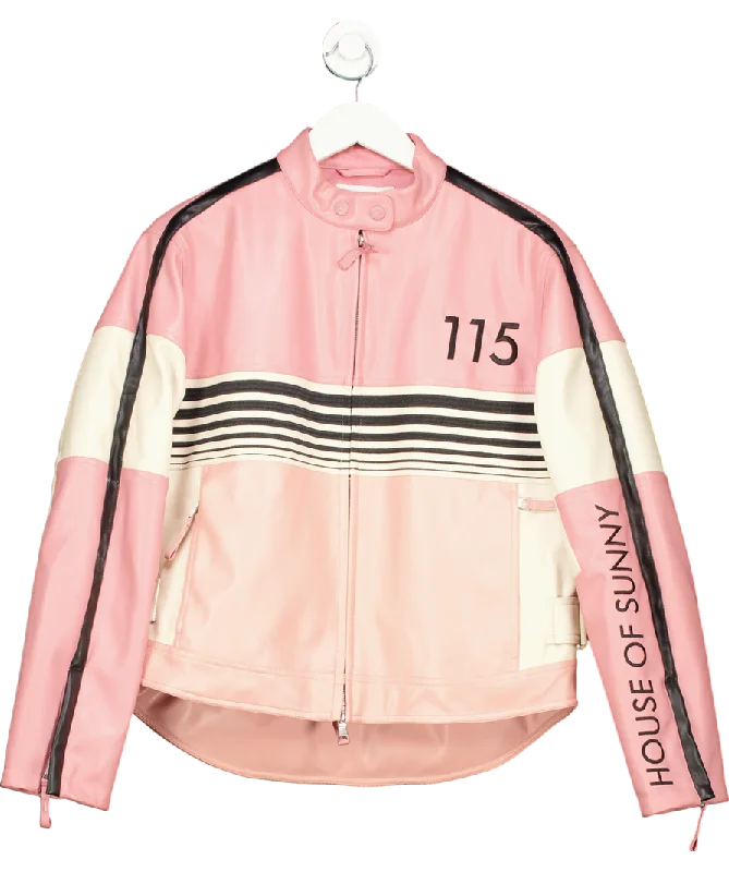 HOUSE OF SUNNY Pink The Racer Jacket UK S Ribbed Jacket Pleated Jacket Ruffled Jacket HOUSE OF SUNNY Pink The Racer Jacket UK S Ribbed Jacket Pleated Jacket Ruffled Jacket