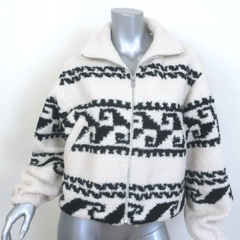 Isabel Marant Etoile Mackensy Fuzzy Jacket Ecru/Black Printed Sherpa Size 34 Herringbone Jacket Checkered Jacket Solid Jacket Isabel Marant Etoile Mackensy Fuzzy Jacket Ecru/Black Printed Sherpa Size 34 Herringbone Jacket Checkered Jacket Solid Jacket