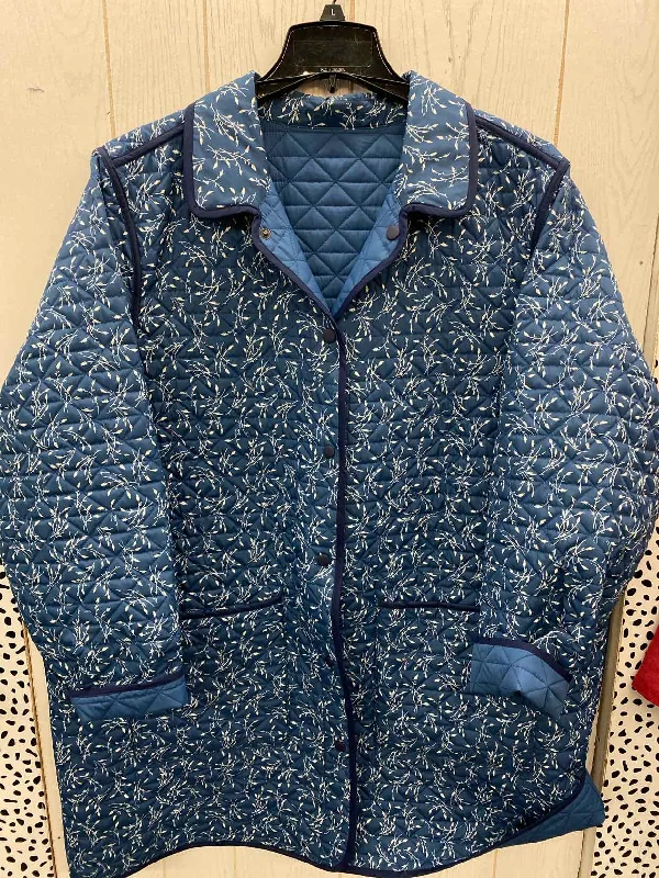 Lands End Blue Womens Size 2X Jacket (Outdoor) Knit Fabric Woven Fabric Fleece Fabric Lands End Blue Womens Size 2X Jacket (Outdoor) Knit Fabric Woven Fabric Fleece Fabric