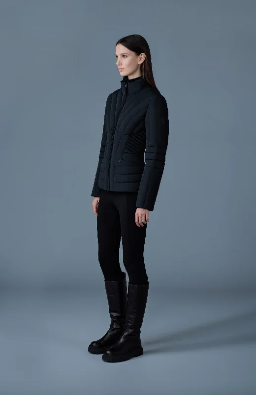 Mackage - Alma Ladies Down Jacket in Black Satin Fabric Silk Fabric Chiffon Fabric