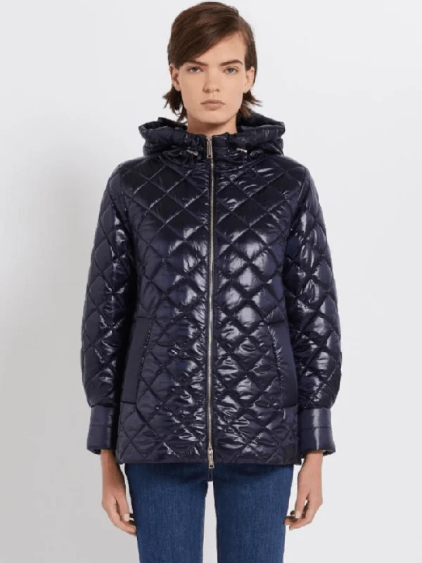 Marella AROLD Navy Quilted Jacket With Hood 24134810342 Col 004 Satin Jacket Silk Jacket Chiffon Jacket Marella AROLD Navy Quilted Jacket With Hood 24134810342 Col 004 Satin Jacket Silk Jacket Chiffon Jacket