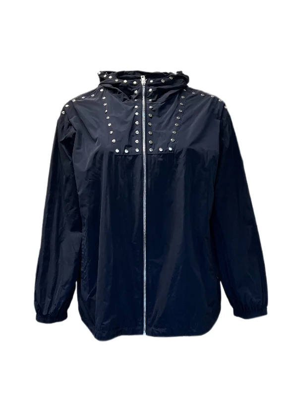 Marina Rinaldi Women's Navy Tabella Hooded Rain Jacket NWT Striped Jacket Polka Dot Jacket Floral Jacket Marina Rinaldi Women's Navy Tabella Hooded Rain Jacket NWT Striped Jacket Polka Dot Jacket Floral Jacket