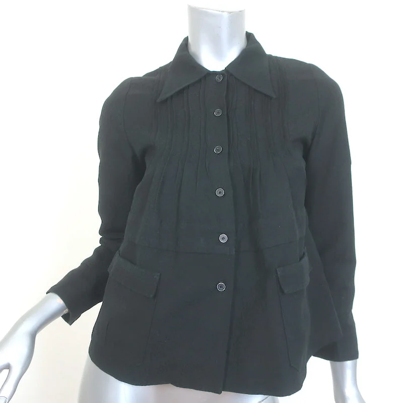 Miu Miu Jacquard Pleated Shirt Jacket Black Size 38 Fitted Jacket Loose Jacket Oversized Jacket Miu Miu Jacquard Pleated Shirt Jacket Black Size 38 Fitted Jacket Loose Jacket Oversized Jacket