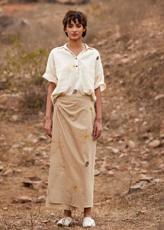 Oxford Wrap Skirt elastic waist skirt