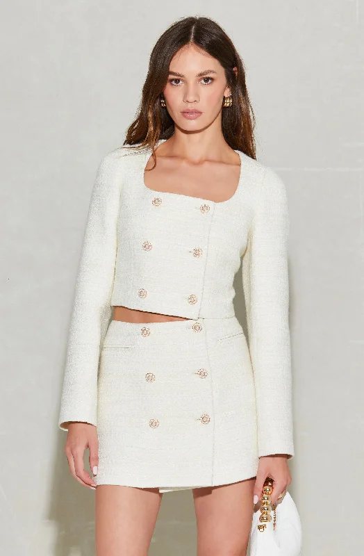 Rosario Tweed Cropped Jacket Appliqued Jacket Beaded Jacket Sequined Jacket