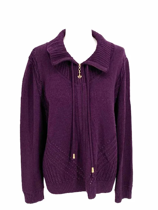 St. John Sport Women's Purple Collared Zip Size L Jacket Mesh Jacket Canvas Jacket Denim Jacket St. John Sport Women's Purple Collared Zip Size L Jacket Mesh Jacket Canvas Jacket Denim Jacket