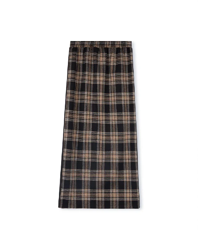 Stretch Plaid Maxi Skirt chiffon skirt lightweight