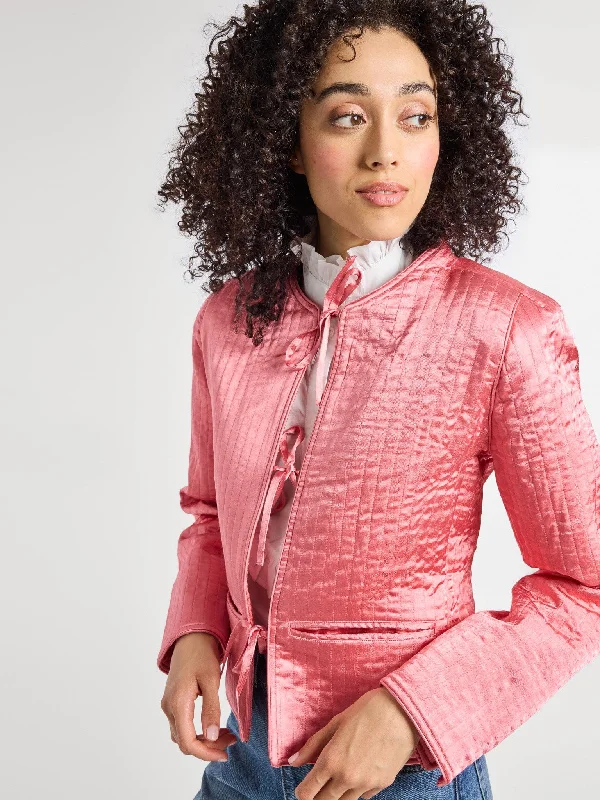 Sylvie Jacket in Camellia Denim Fabric Leather Fabric Suede Fabric