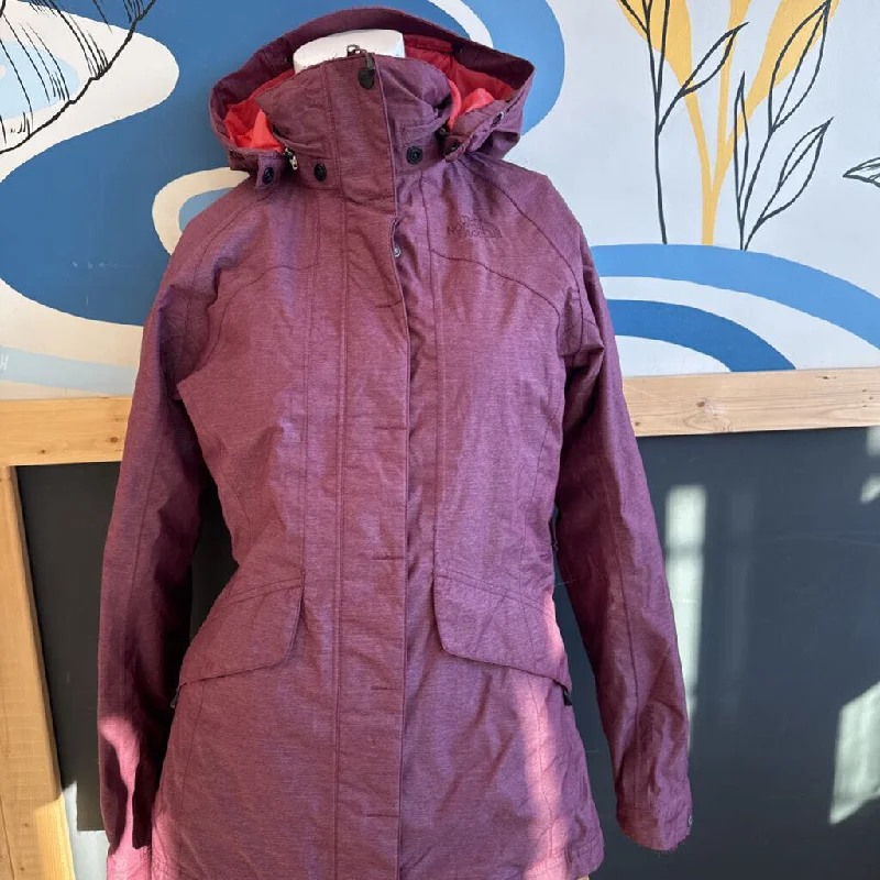 The North Face - Women's Insulated Shell Jacket - MSRP $315: Maroon/Pink-women-SM Tiered Jacket Buttoned Jacket Zippered Jacket The North Face - Women's Insulated Shell Jacket - MSRP $315: Maroon/Pink-women-SM Tiered Jacket Buttoned Jacket Zippered Jacket