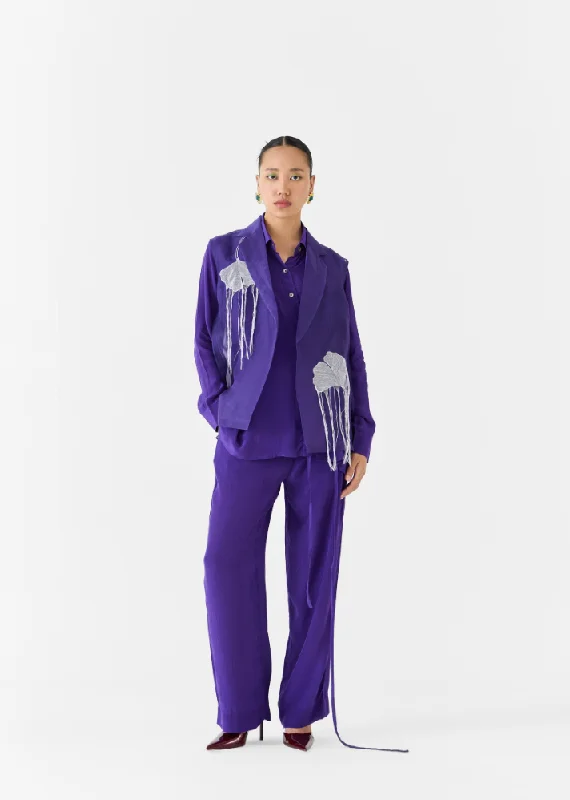 Violet Organza Jacket Lace Jacket Ribbed Jacket Sequined Jacket