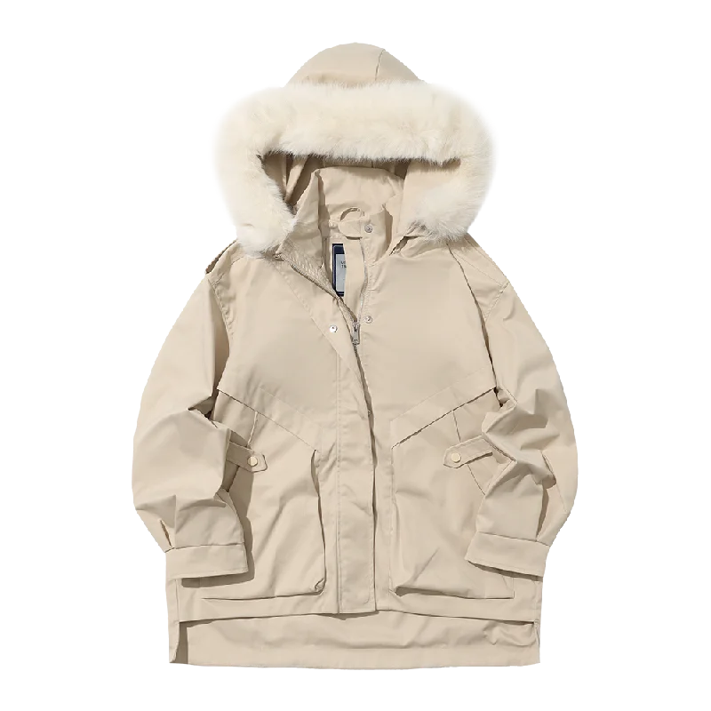 Women's Fur Trimmed Hoodie Wind Jacket Faux Fur Jacket Real Fur Jacket Shearling Jacket
