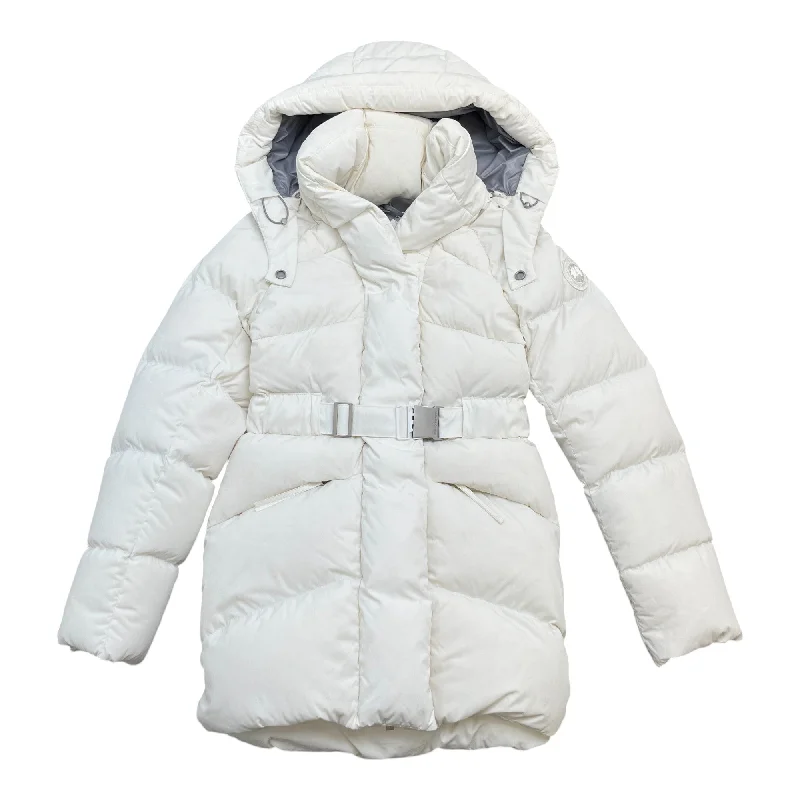 Women's Marlow Belted Down Jacket White Size XS Satin Jacket Silk Jacket Chiffon Jacket Women's Marlow Belted Down Jacket White Size XS Satin Jacket Silk Jacket Chiffon Jacket
