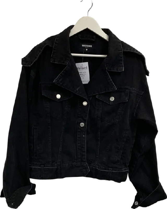 WRSTBHVR Black Frank Denim Jacket UK M Nylon Jacket Polyester Jacket Spandex Jacket