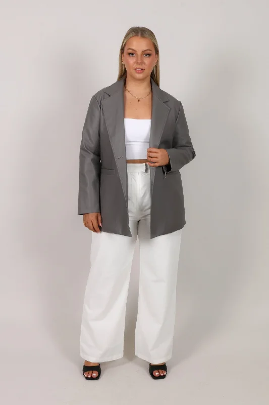 XANDER PU LEATHER JACKET GREY Wool Jacket Cashmere Jacket Tweed Jacket