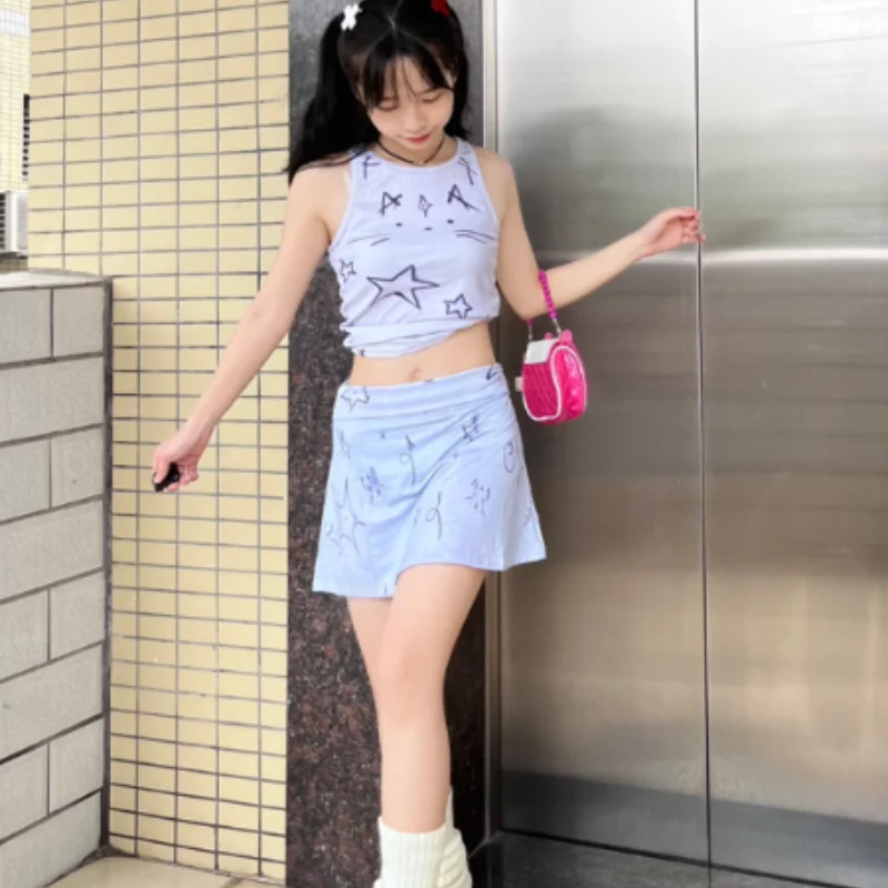 y2k cartoon vest skirt suit PL53201 corduroy skirt comfortable
