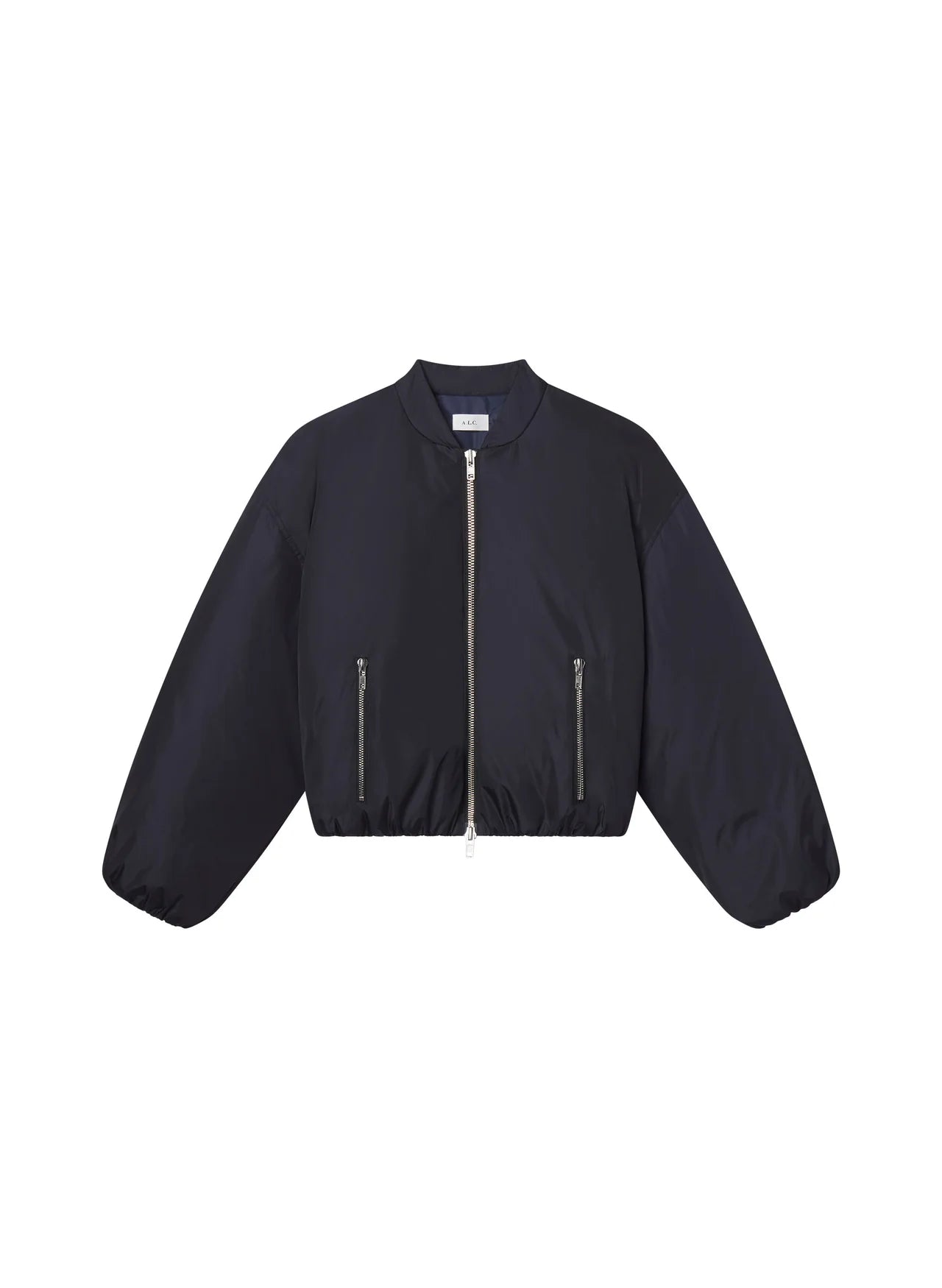 Zane Bomber Jacket - Black A-Line Jacket Boat Neck Shawl Collar
