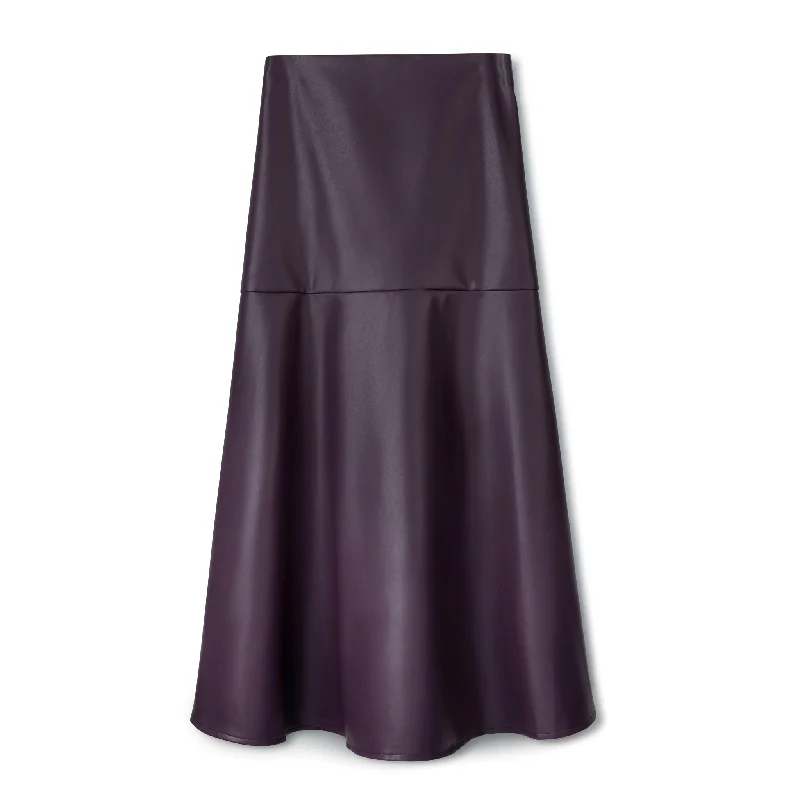 Fit and Flair Leather Skirt IN: Eggplant midi skirt versatile