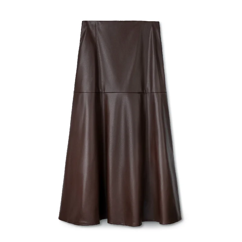 Fit and Flair Leather Skirt IN: Brown linen skirt relaxed